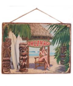 Aloha Painting on Wood Surfing L